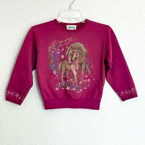 Northern Getaway Kids XS Horse & Foal Sweatshirt Pink Vintage 80s/90s Cottagecor